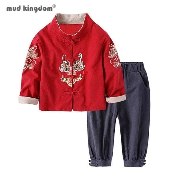 Mudkingdom Jungen Mädchen Outifts Chinesisches Jahr Kleidung Kinder Kostüm Tang Jacke Mäntel und Hosen Anzug Kinder Kleidung Sets 2202181238443