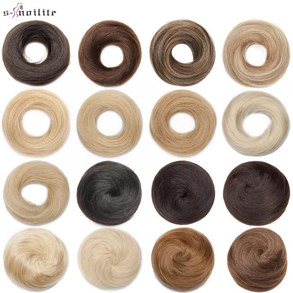 Franja franja snoilite 2330g cabelo bun donut chignon hairband elástico de borracha envolve loira cabelo humano feminino scrunchie exten