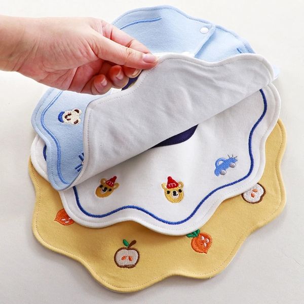 Bebê babadores bandana bordado babador babador para infantil 036m dentição limpar toalha impermeável pano de arroto alimentação 231225