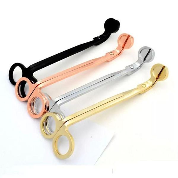 Tesoura de aço inoxidável snuffers vela pavio trimmer rosa ouro tesoura cortador óleo lâmpada guarnição scissor fy4380 ss0123 entrega gota casa otqhm