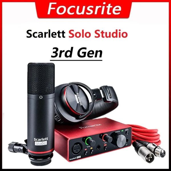 Микшер Focusrite Scarlett Solo Studio 3-го поколения, USB-запись, звуковая карта, гарнитура, аудиоинтерфейс Studio, микрофон и наушники