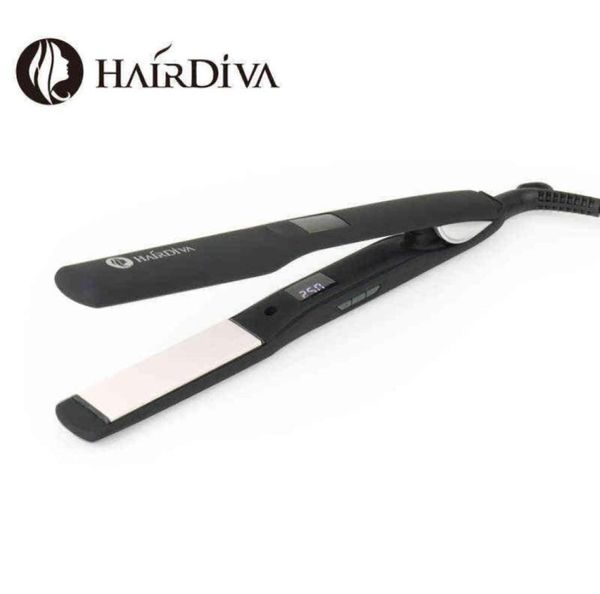 Ferro liso de alta temperatura 250C para alisador de cabelo de queratina Cerâmica Ferros lisos Preto Plancha De Pelo Nano HairDiva 2112248447867750