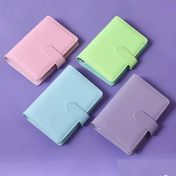 Parti Favesti Karanlıkta Glow A6 Notebook Bağlayıcılar Not Defteri Ron 6 Yüzük Hole Bütçe Planlayıcı Floresan Pu Deri Er Gevşek Yaprak Spiral F OTACX