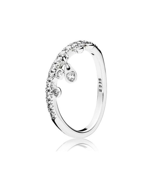 Anello in argento sterling 925 con diamante CZ trasparente Set logo scatola originale per anello di gocce di lampadario per gioielli da sposa per ragazze da donna2150904