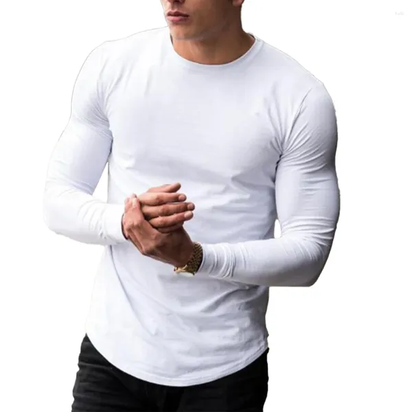 Herren T-Shirts Männer Langarm T-Shirt Muscle Top Unterhemd Rundhals Basic Tee Pullover Atmungsaktiv Sportlich Modisch Casual Tees