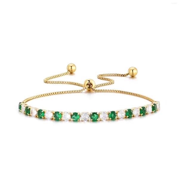 Braccialetti con ciondoli Bicolore Bianco Verde Rosso Nero Pietra rotonda per le donne Catene a mano con zirconi regolabili in metallo color oro Gioielli semplici