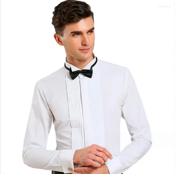 Camicie eleganti da uomo Camicia da sposa Manica lunga Tinta unita Abbigliamento da sera M--6XL