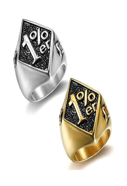 2022 Cool Maschio in acciaio inossidabile 316L Gold Biker 1 er Skull Ring Mens Motorcycle Biker Band Party Ring A2750923759049494