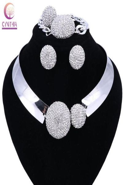 New Luxury Maxi Donna Bijoux Gioielli Dichiarazione di cristallo Collane in lega Collare Choker Bavaglino Pendenti Set di gioielli Collana Ring2480195