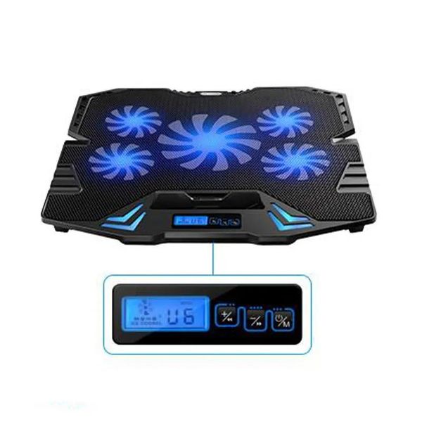 Coolings Novo 1215,6 polegadas Laptop Cooling Pad Laptop Cooler Ventilador USB com 5 Ventiladores de Refrigeração LED Tela Luz Notebook Suporte e Dispositivo Silencioso para