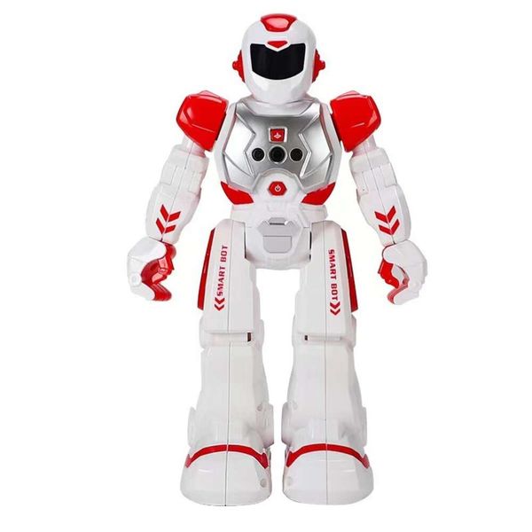 Robot intelligente per l'educazione precoce che canta rilevamento a infrarossi danza combattimento meccanico polizia giocattoli elettrici telecomandati per bambini