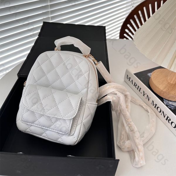 alta qualidade mini mochila designer caviar couro mulher mochilas senhora diamante bolsa crianças sacos de escola simples pequeno saco de livro corrente de ouro meninas back pack