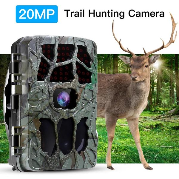 Acessórios Câmera de trilha 20mp 4k Hd Câmera de vida selvagem ativada por movimento Câmera de jogo de caça de cervos com 850nm Ir Led Night Vision Photo Traps