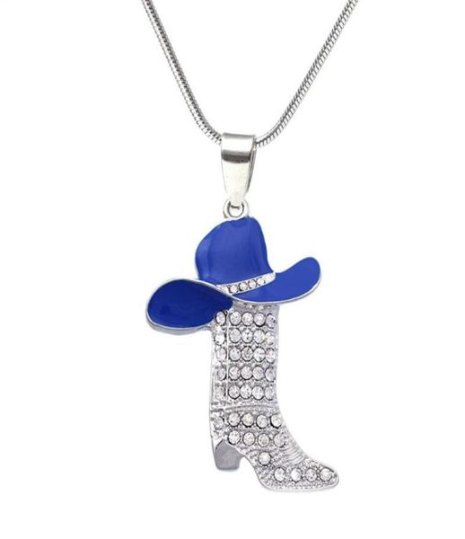 Collana con stivale per cappello in metallo in lega di zinco, ciondoli colorati con stivali, collana con catena a cauzione per souvenir, cowboy, cowgirl, regalo, gioielli1197724