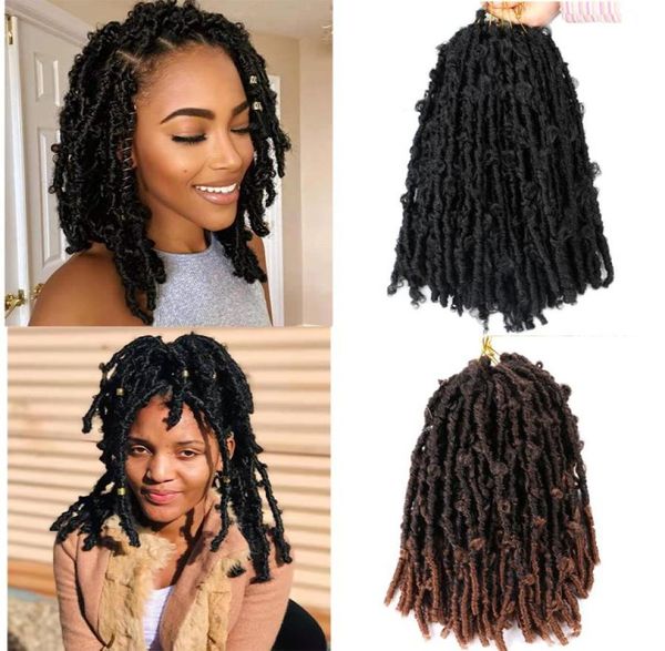 LANS Borboleta Sintética Locs Crochet Extensão de Cabelo 14 Polegada Pré Loop Longo Afligido Extensões de Cabelo Falso 20 fios LS155319944