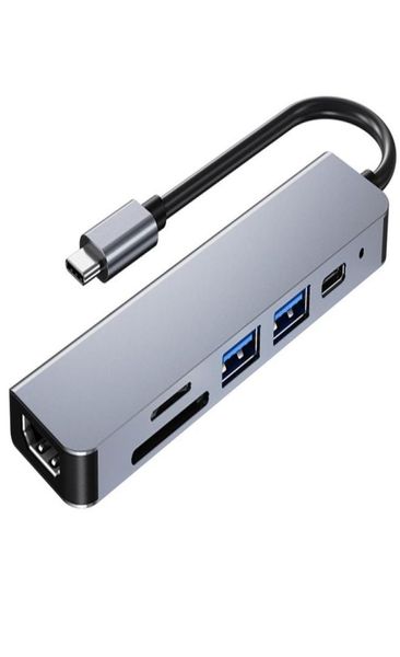 6 em 1 hub usb c hub usb c tipo-c para usb 3.0-dock compatível para macbook pro para nintendo switch USB-C tipo c 3.0 splitter2645108