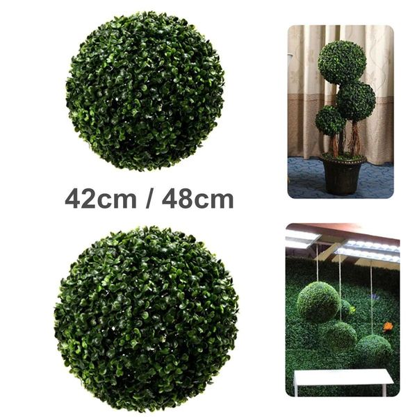 Decorações 42/48cm Artificial Green Grass Ball Topiary Pendurado Garland Home Quintal Decorações de Casamento PlantOrnament Y200903