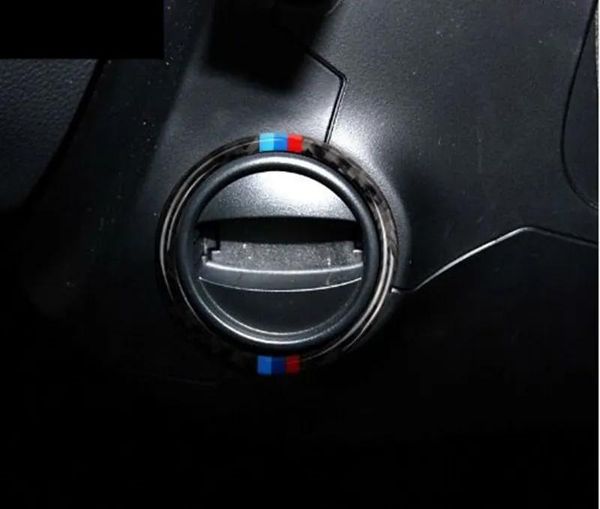 Наклейки из углеродного волокна для салона автомобиля, замочная скважина, кольцо, украшение, крышка, отделка в полоску M для BMW e60 5 series 20082010, стайлинг автомобиля