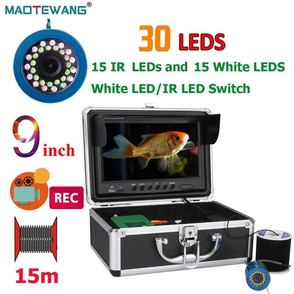 Аксессуары 9-дюймовый видеорегистратор 1000TVL эхолот камера для подводной рыбалки 15 шт. белые светодиоды + 15 шт. инфракрасная лампа для льда/моря/реки