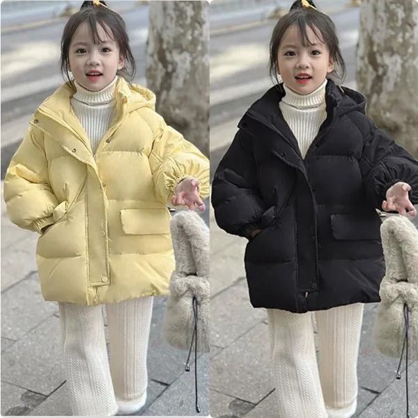 Kinder Koreanische Baumwolle Unten Parkas Baby Verdicken Warme Mit Kapuze Mantel Jungen Kleidung Kinder Winter Jacke für Mädchen Feste Oberbekleidung 231226