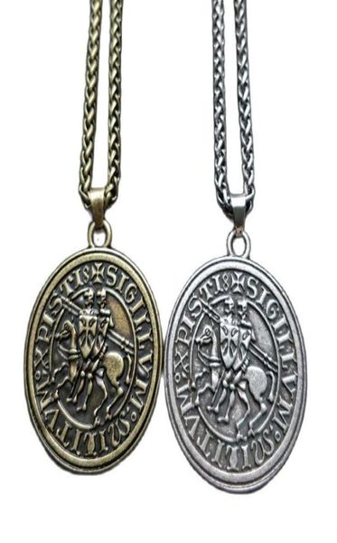 Pendentif Colliers Hommes Amulette Bijoux Viking Double Cheval de Guerre Grec Latin Chevaliers Templiers Exquis Collier Commémoratif Shi8763271
