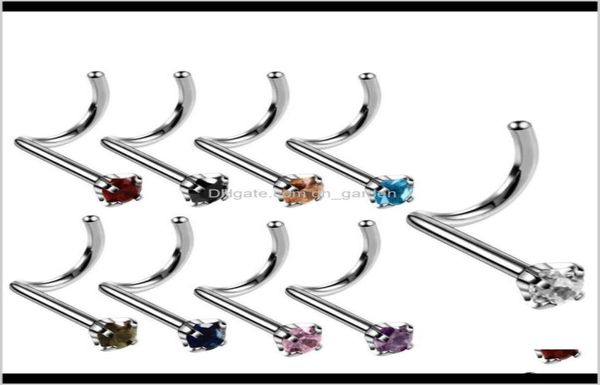 Jóias colorido zircão anel de aço inoxidável pregos ganchos barra pino nariz anéis corpo piercing jóias ubsgr1471530