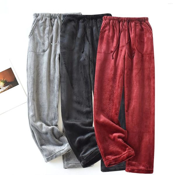 Calças femininas mulheres pijama outono inverno quente casual grosso pelúcia casa perna larga calças femininas em linha reta plus size homens pantalones