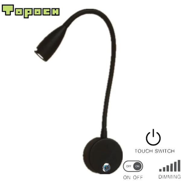 Lampade Topoch Luci da lettura per letti a castello Lampada Touch ON/OFF/Dimmer Fascio stretto 3W LED Luminoso Morbido Sano Residenziale Illuminazione per barche per camper F