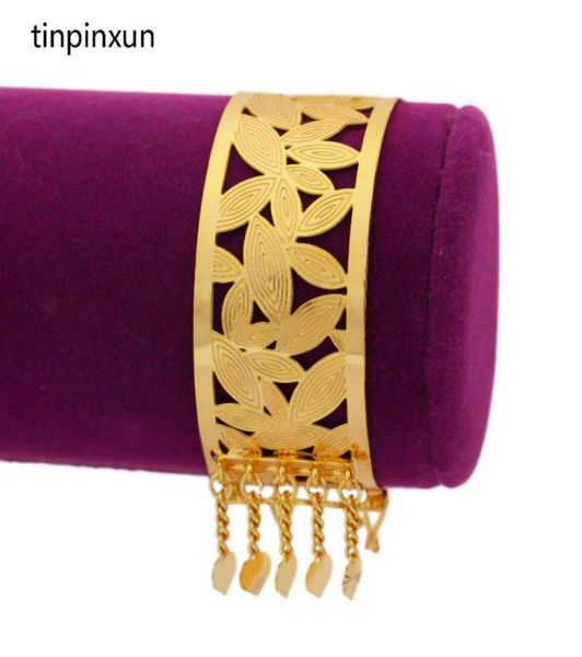 Folha de ouro cor dubai pulseira para mulheres meninas etíope índia africano casamento luxo jóias festa presentes6104373