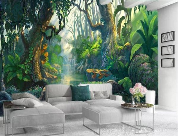 Papel de parede vintage americano, floresta tropical europeia, cenário hd, decoração de interiores superior, papel de parede 4037401