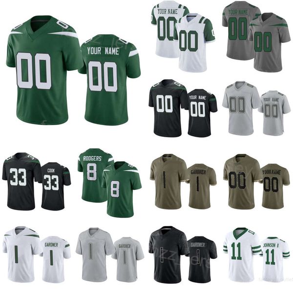 Team Football 22 Tony Adams Jersey Bambini Uomo Donna 1 Sauce Gardner 11 Jermaine Johnson 82 Xavier Gipson 8 Aaron Rodgers 33 Dalvin Cook 10 Allen Lazard Stitched Sport