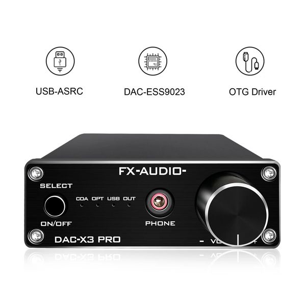 Anschlüsse Fxaudio X3pro Dac Digital-Analog-Konverter Kopfhörerverstärker Auto-Audio-Verstärker optisch/pcusb/koaxial Dc5v