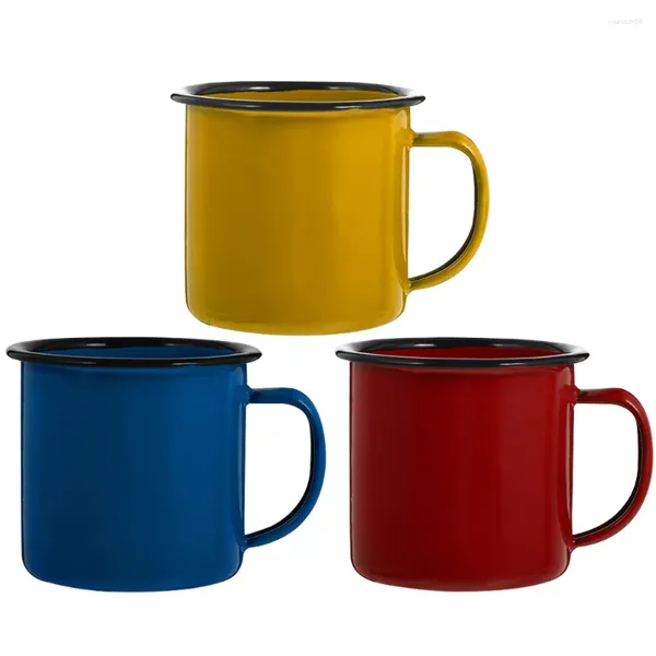 Geschirr-Sets, 3-teilig, Emaille-Becher, Vintage-Becher, Camping, Saftaufbewahrung, praktische Wasserbecher, multifunktionales Emaillegeschirr, Kinder-Keramikkaffee