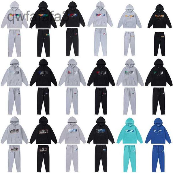 Mens Hoodie Trapstar Tam Trailsuit Gökkuşağı Havlu Nakış Kod çözme Kapşonlu Spor Giyim Erkek ve Kadınlar Takım Fermuar Pantolon Boyutu XL Idue