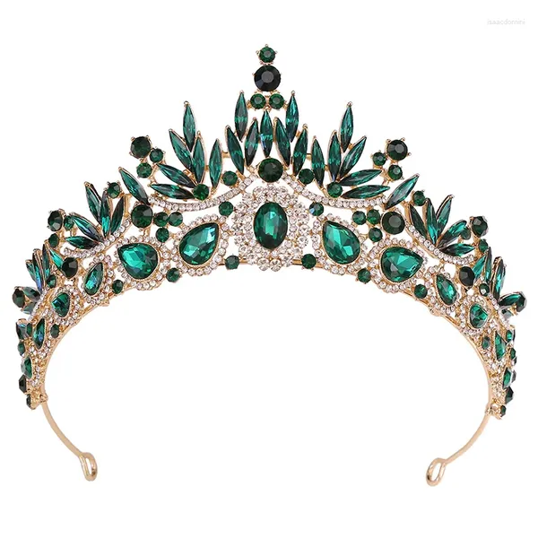 Haarspangen, exquisite Kristallblätter, grüne Krone für Braut, Hochzeit, Kopfbedeckung, Mädchen, Braut, Stirnband, Party, Geburtstag, rote Tiaras, Schmuck