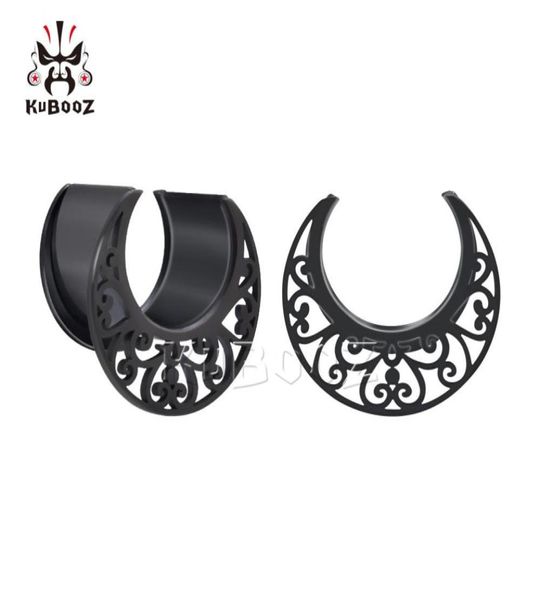 Kubooz paslanmaz çelik çentikli kesik çiçek desen kulak tünelleri tıkaçlar gövde piercing takı küpe gösterileri sedye sedye genişletir w6853436