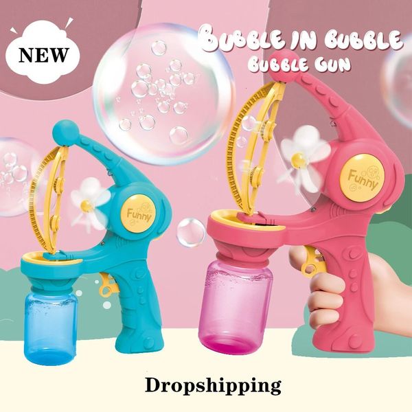 Big Bubble Gun Çocuklar Otomatik Kabarcık Makineleri Çizgi Fan Fan Bubble Makin Makinesi Sabun Kabarcıkları Blower Açık Hava Oyuncak Çocuklar için 231226