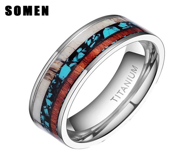 8 мм винтажные деревянные рога, инкрустация, титановое кольцо, обручальные кольца для женщин и мужчин, обручальное кольцо, модное кольцо для любви, ювелирные изделия anillos mujer3876563
