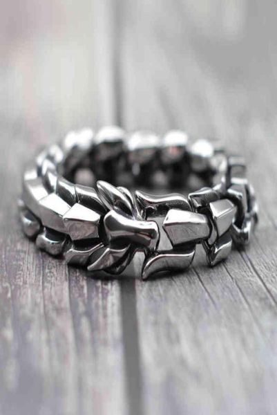 Punk aço inoxidável corrente dragão pulseira preto ouro prata cor homens braçadeira hip hop rua braclet para jóias masculinas homme6459514