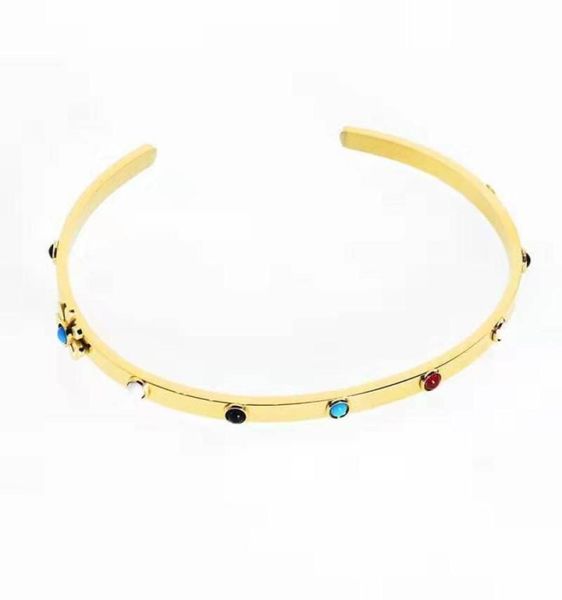 TOU TOSO Designer Bracciale in acciaio inossidabile Orso Fiore pietra Polsini in oro argento Donna Bracciali rigidi Gioielli Never Fade pulsara m7368150