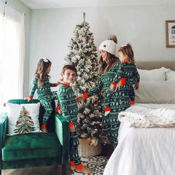 Outfits Familie Passende Outfits Weihnachten Mama Tochter Papa Sohn Passendes Outfit Santa Tree Print Pyjamas Set Lässige Lose Nachtwäsche Weihnachten Fa