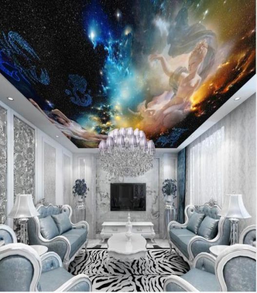 Benutzerdefinierte 3D Po Tapete Athena Göttin Sternenhimmel Zenit Wandbild Decke Wandmalerei Wohnzimmer Schlafzimmer Tapete Home Decor1712371