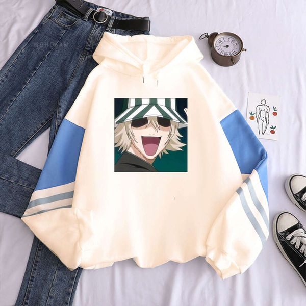 Haruku Urahara Kisuke Anime Bleach Manga Moletons de manga comprida Moda coreana Hip Hop Oversized Patchwork Hoodies Roupas