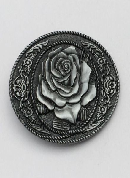 Western Rose Flower Ovale Gürtelschnalle SWBY737, geeignet für 4 cm breite Gürtel mit durchgehendem Schaft6481941