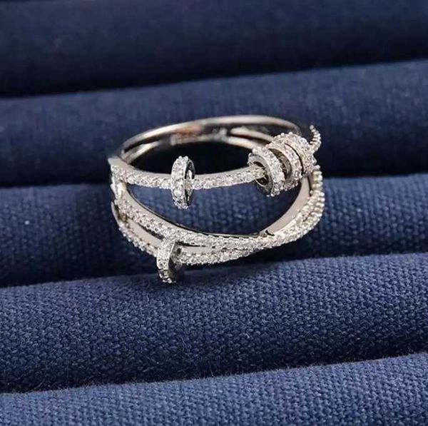 Luxurys Desingers Ring Index Finger Rings Moda Feminina Personalidade Ins Trendy Nicho Design Time to Run Internet Celebrity Prata e ouro rosa tamanho 6-9 H5Z9