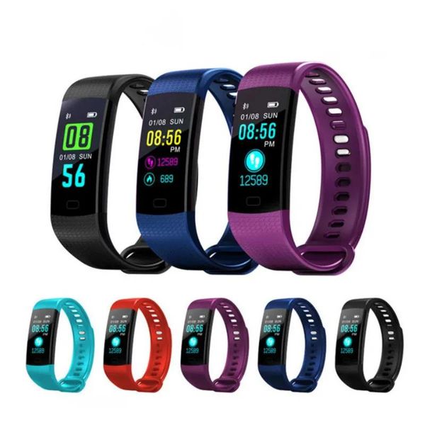 Braccialetti Bracciale intelligente Y5 Braccialetti Fitness Tracker Schermo a colori Frequenza cardiaca Pedometro per il sonno Sport Tracker di attività impermeabili per iPhone