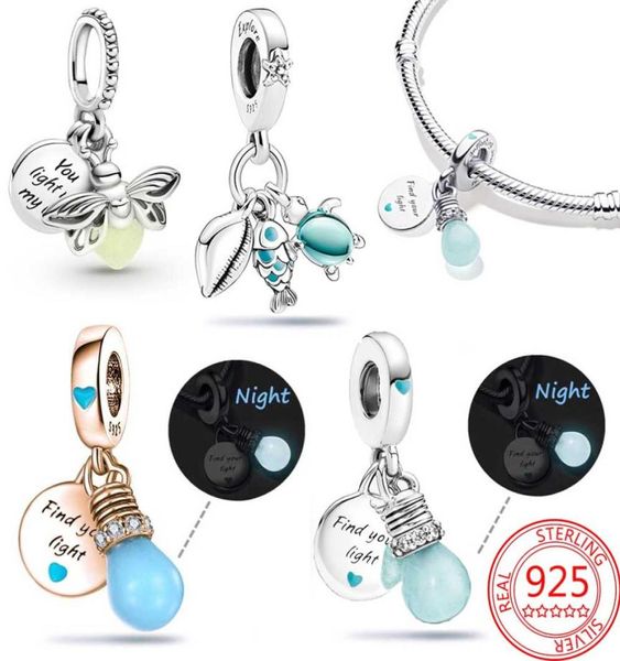 Nuovo popolare fascino in argento sterling 925 lampadina luminosa doppio fascino per originale classico braccialetto fai da te gioielli da donna moda Ac1433046