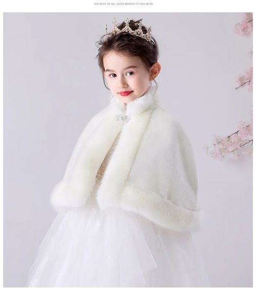 Bambini nati ragazza mantello di pelliccia infantile formale principessa bambino peluche mantello bambini vestono damigelle Cappotto di pelliccia Boleros 8t 231226