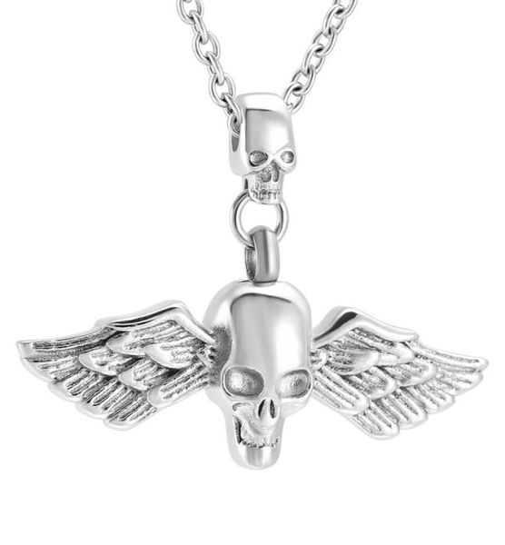 ZZL130 Eterno Wing Skull Head Design Cool Men Necklace Funeral Urn Ash Cash Cremation Jewelry Ciondolo per Ashes3015611