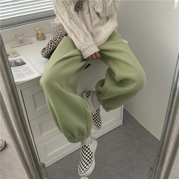 Outono inverno harem pant oversized engrossar sweatpants cintura alta 2023 solto coreano casual quente corredores 231226